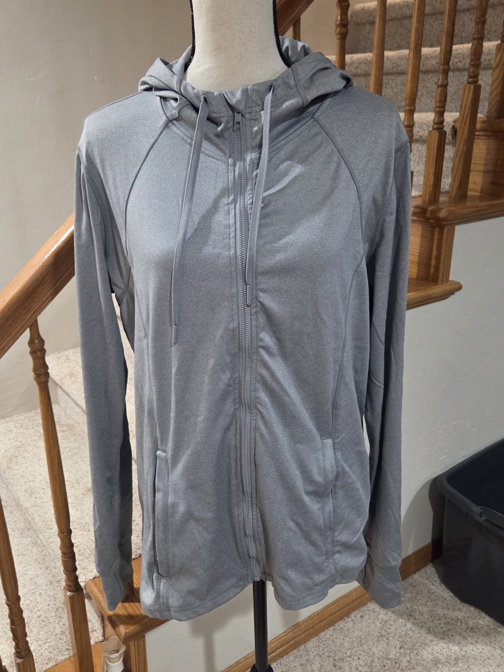 Women's Gray Hooded Zip Utility Jacket